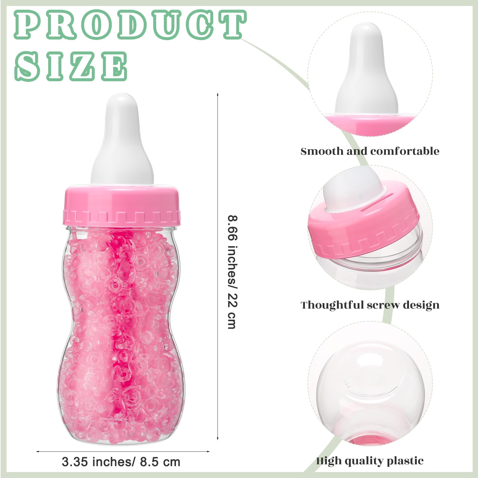 Roowest 512 Pcs Baby Shower Games Guess How Many Pacifiers Greenery Game Sign 100 Small Guessing Games 10 Hb Pencils 750Ml Milk